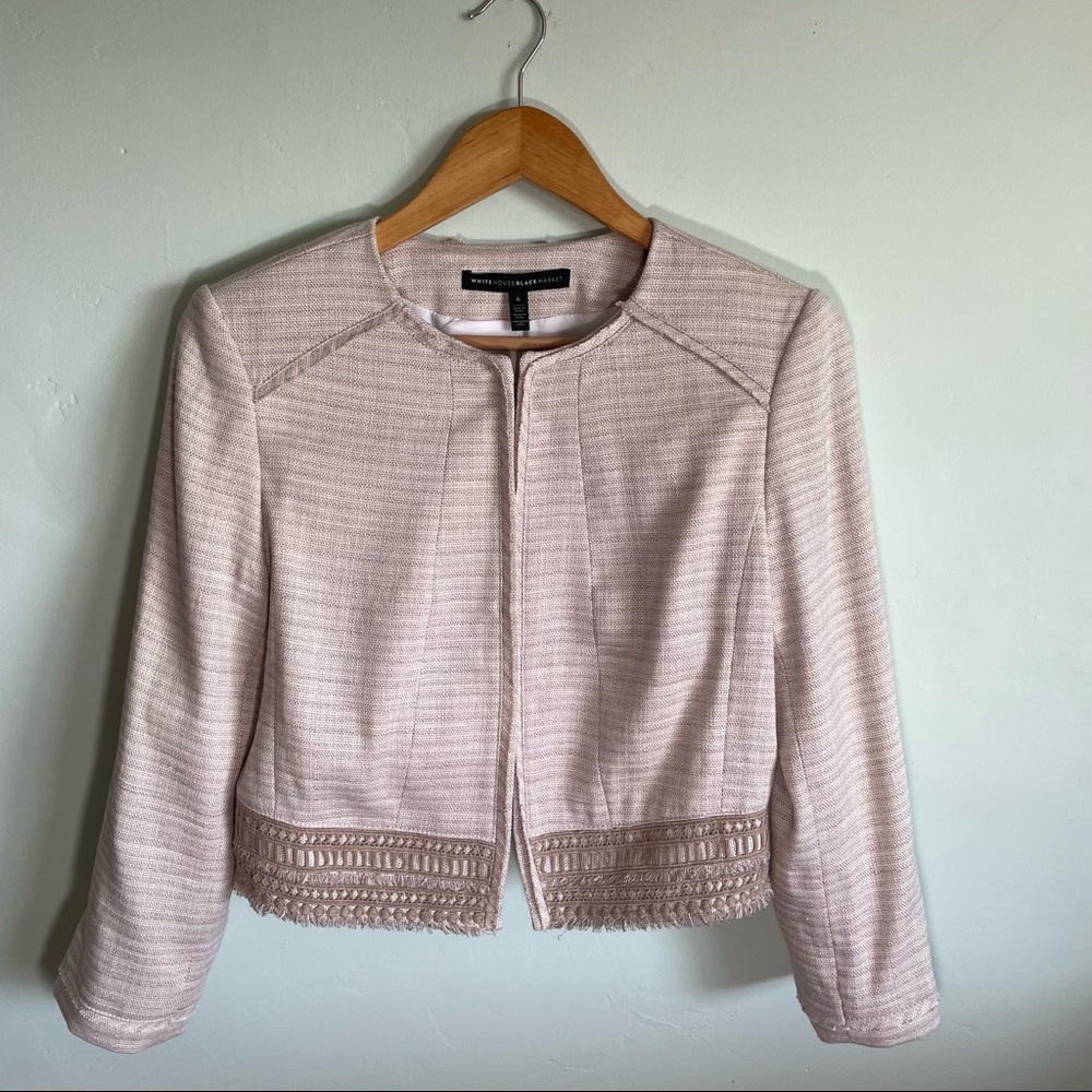 White House Black Market Neutral Tweed Jacket Size 6 (Fits about size small)